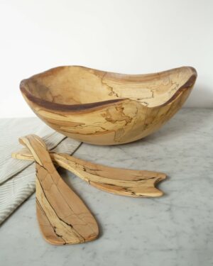 spalted maple bowl and tossers