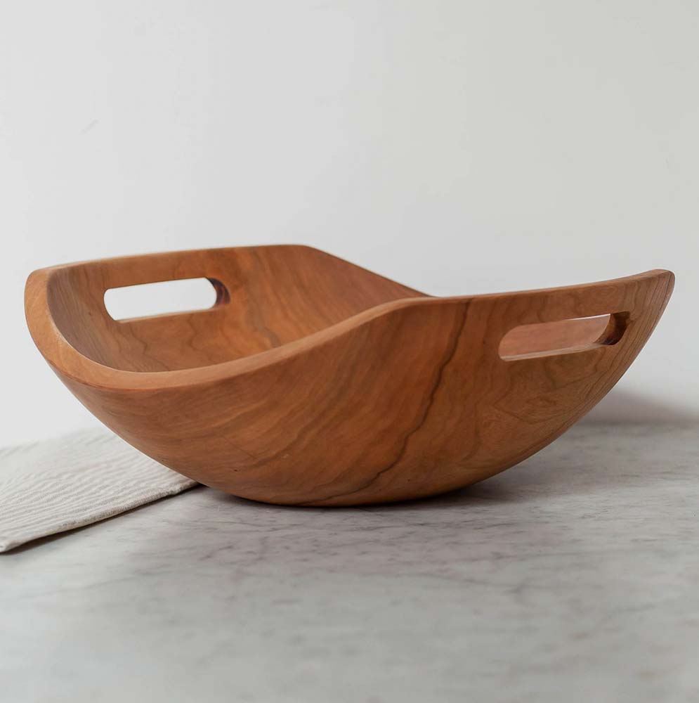 Example of a Spencer Peterman wooden Harvest Bowl with handles
