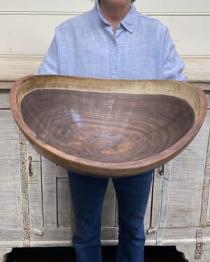 Live Edge Black Walnut Oval Wood Bowl (21")
