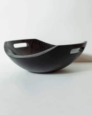 XXL (Jumbo) Black Ebonized Harvest Wooden Bowl with Handles (21")