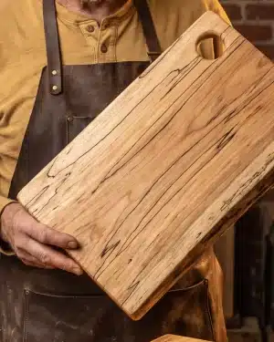 Large, Spalted Maple Rectangular Natural Edge Wooden Cutting Board (15” × 9”)