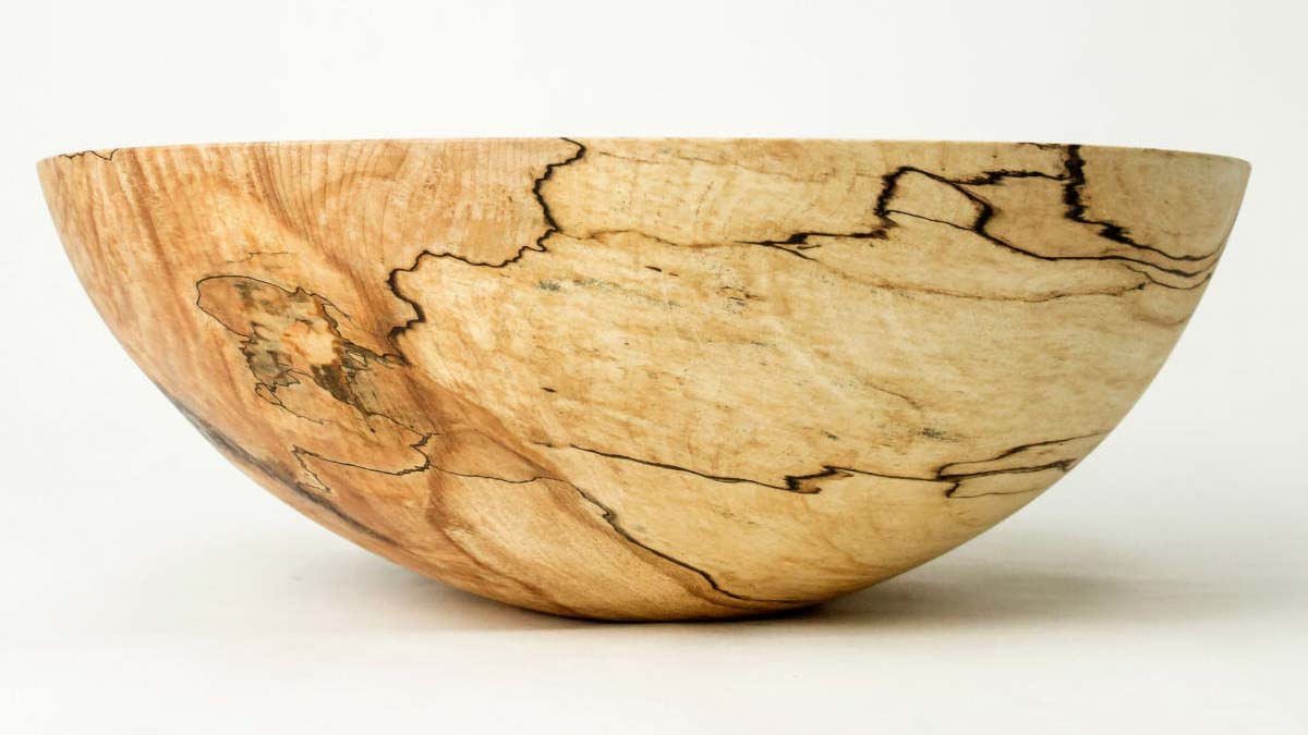 Heirloom gifts for mom large spalted maple wooden bowl with natural lines and markings shaped by the tree