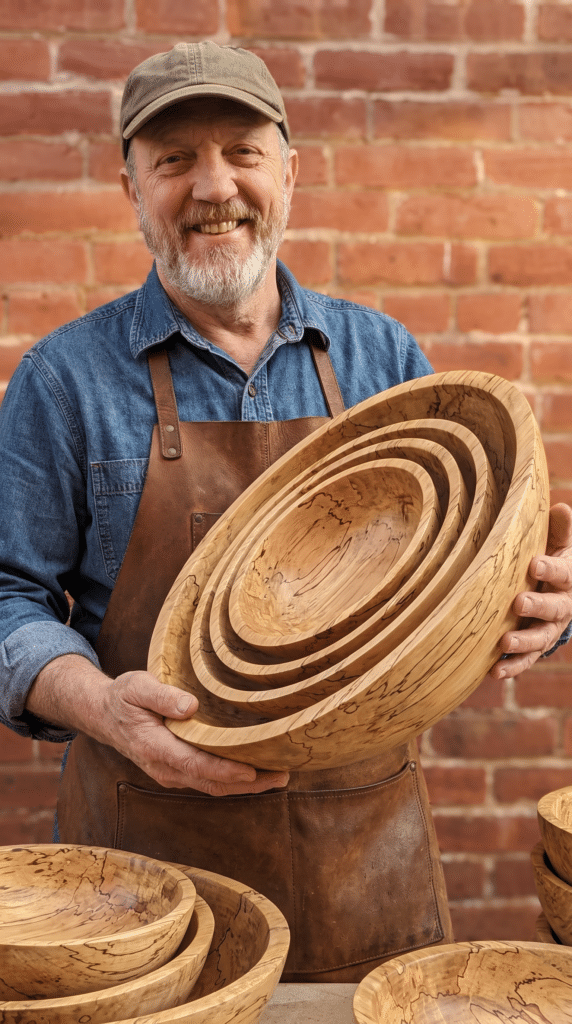 HANDMADE WOOD BOWLS FROM SPALTED MAPLE
